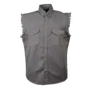 Milwaukee Leather DM4004 Men's Gray Lightweight Sleeveless Denim Shirt