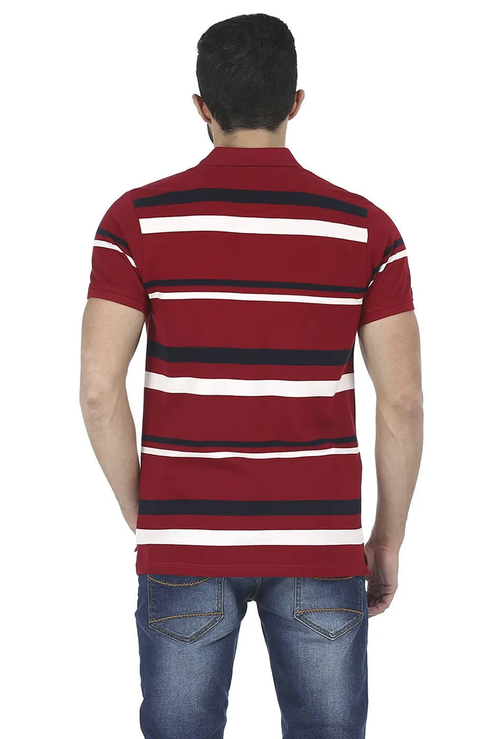 Muscle Fit Striped Polo T Shirt