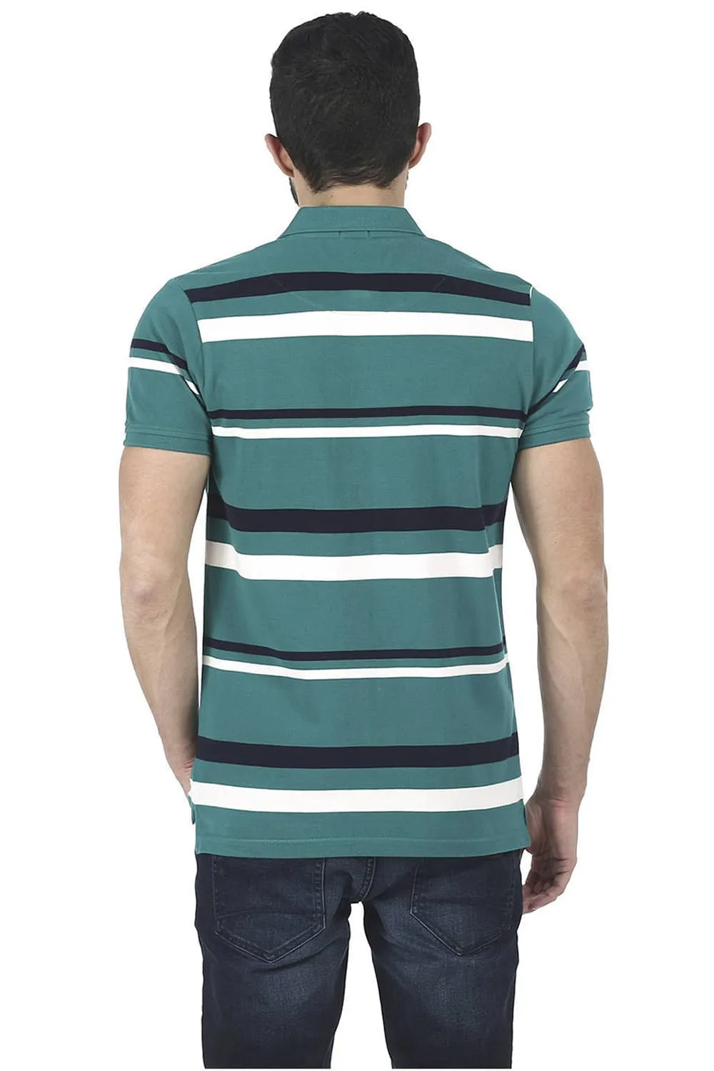 Muscle Fit Striped Polo T Shirt