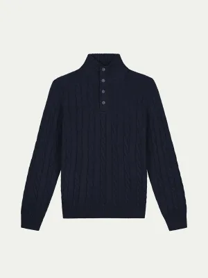 Navy Winter Button Sweater