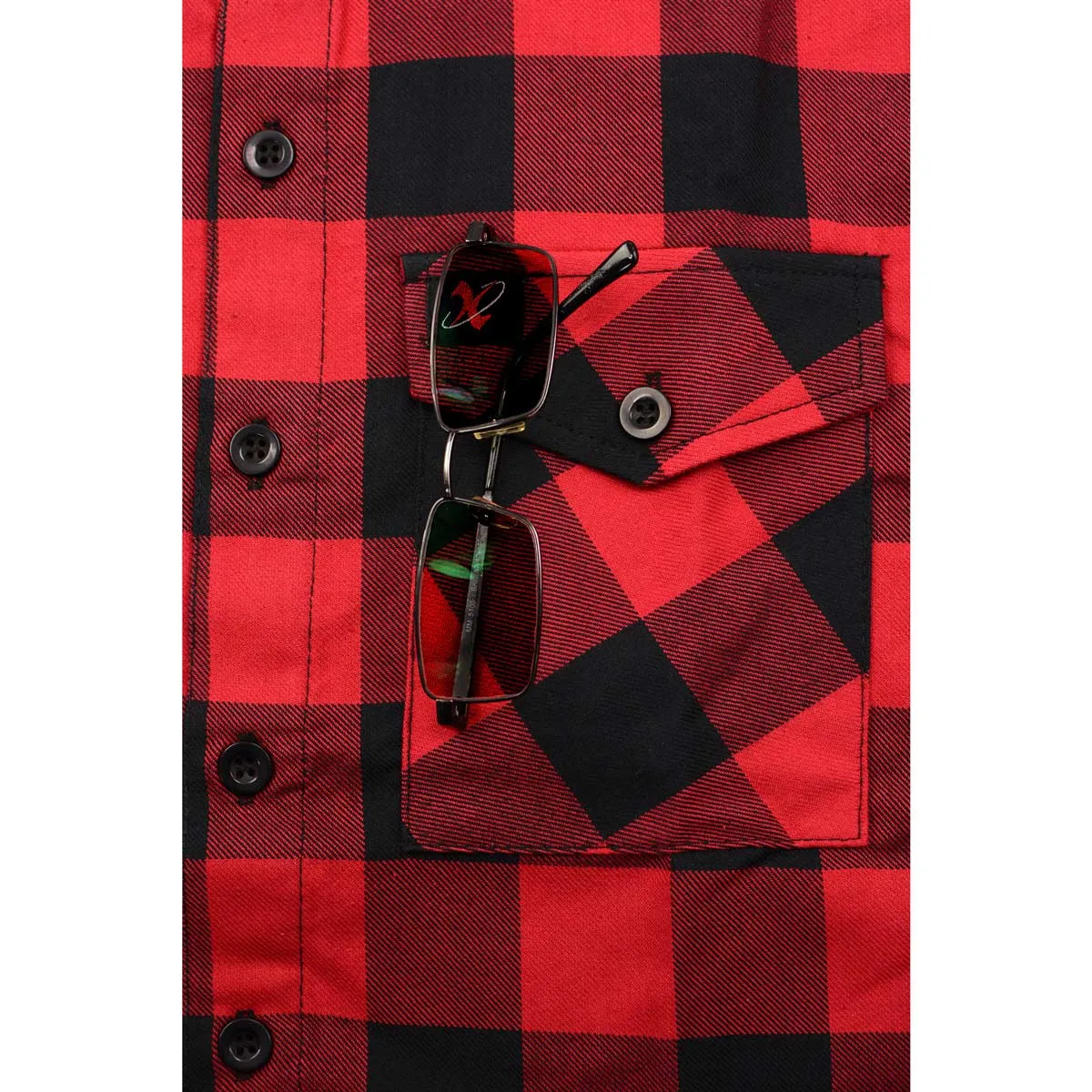 NexGen MNG11631 Men's Black and Red Long Sleeve Cotton Flannel Shirt