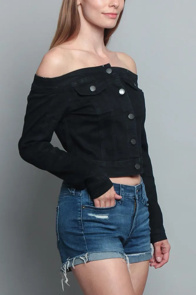 Off the Shoulder Denim Jacket