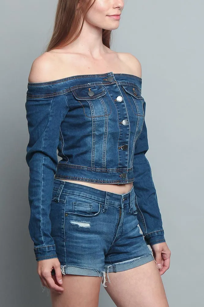 Off the Shoulder Denim Jacket