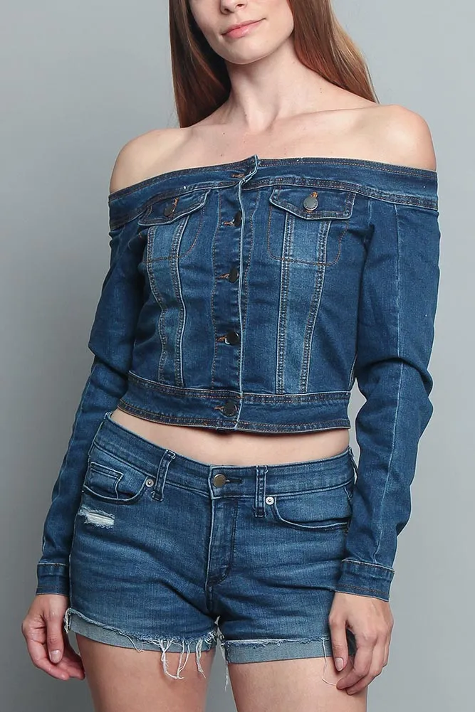 Off the Shoulder Denim Jacket