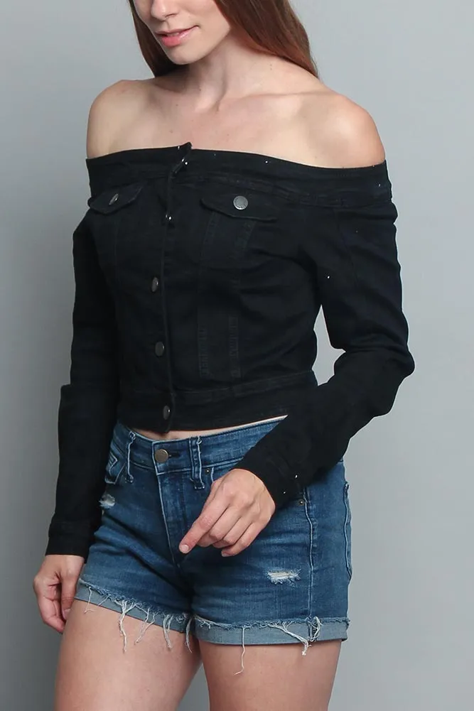 Off the Shoulder Denim Jacket