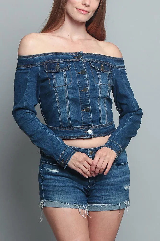 Off the Shoulder Denim Jacket