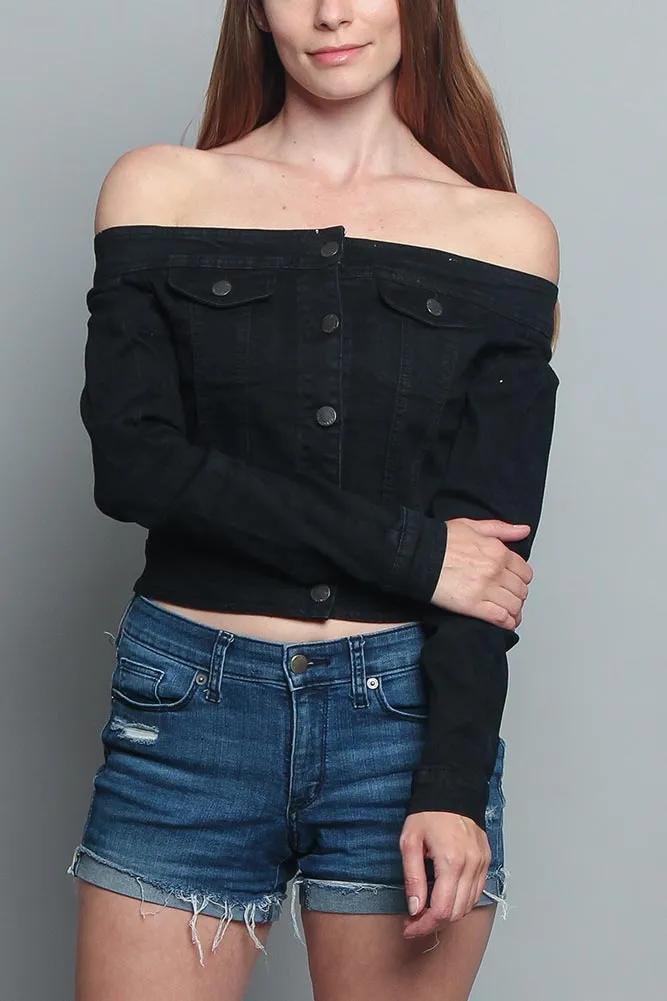 Off the Shoulder Denim Jacket