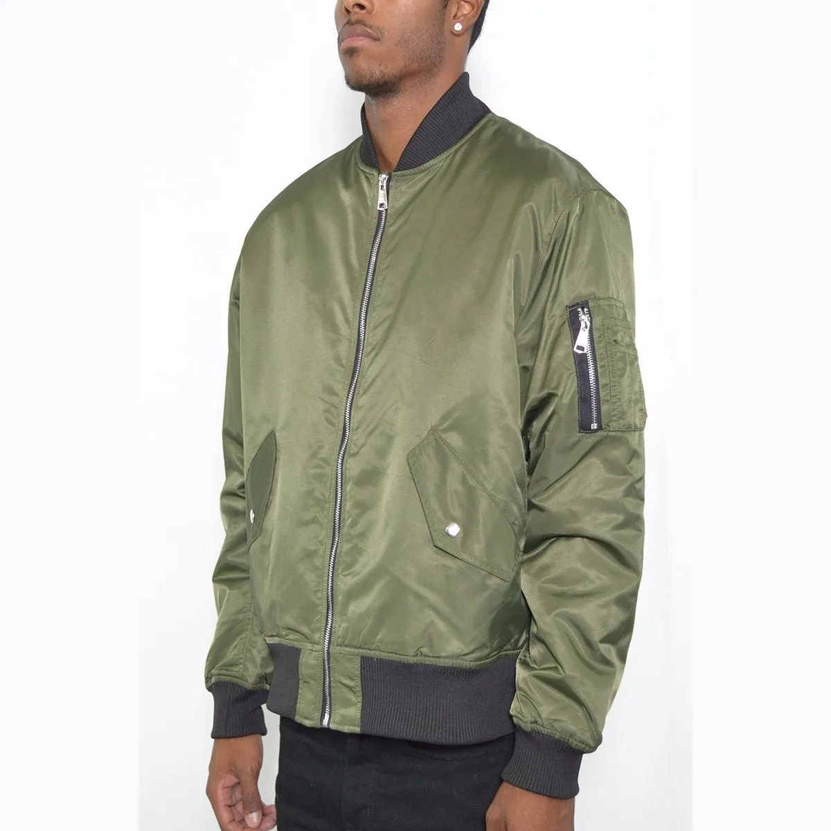 Olive Padded Bomber Jacket