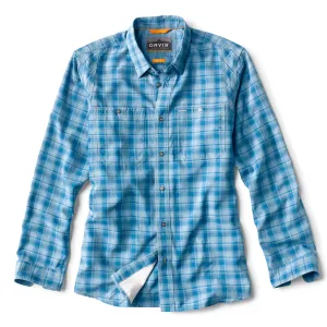 Orvis LS Tech Chambray Work Shirt / Plaid Lake Blue