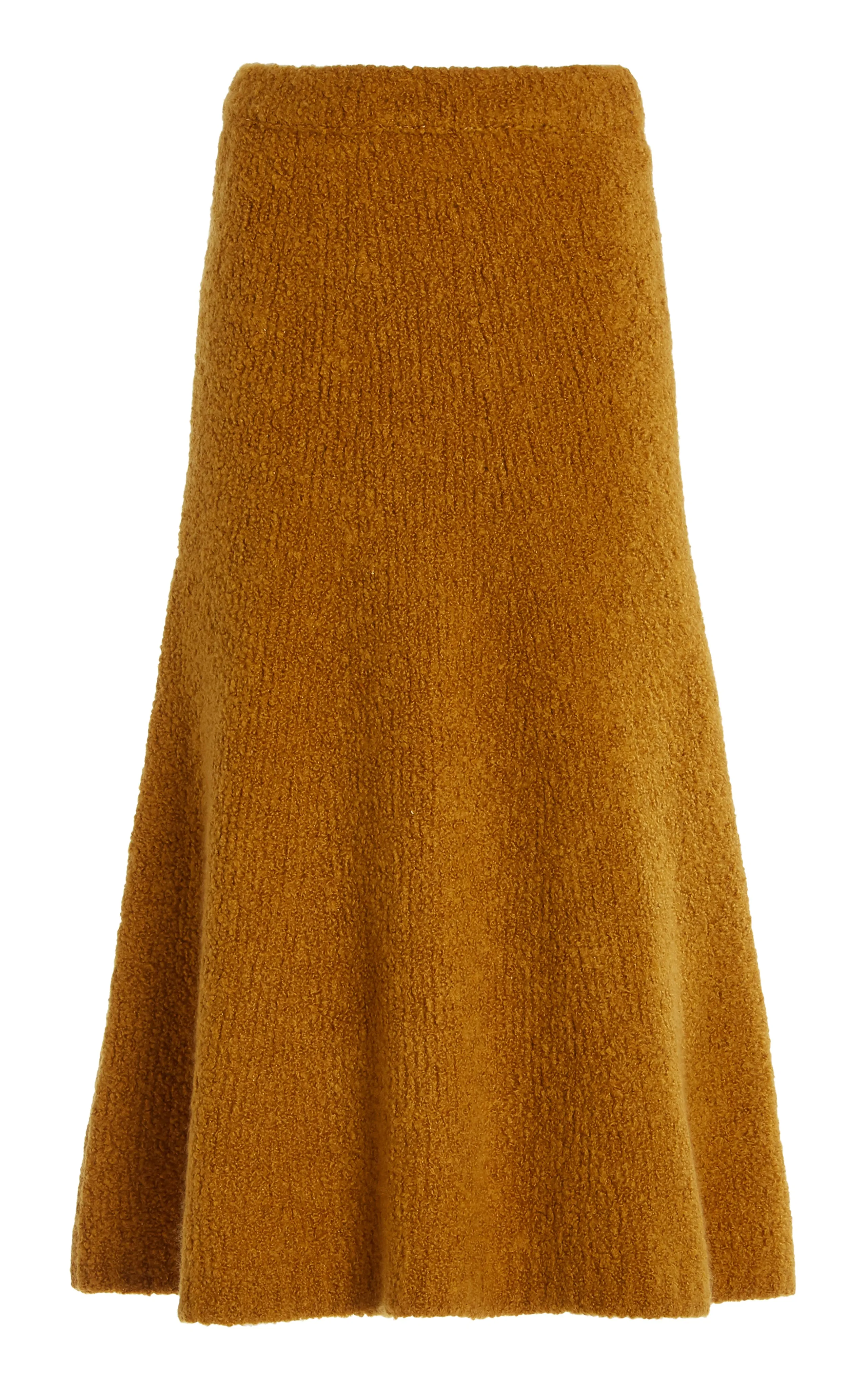 Pablo Knit Midi Skirt in Saffron Cashmere Silk Boucle