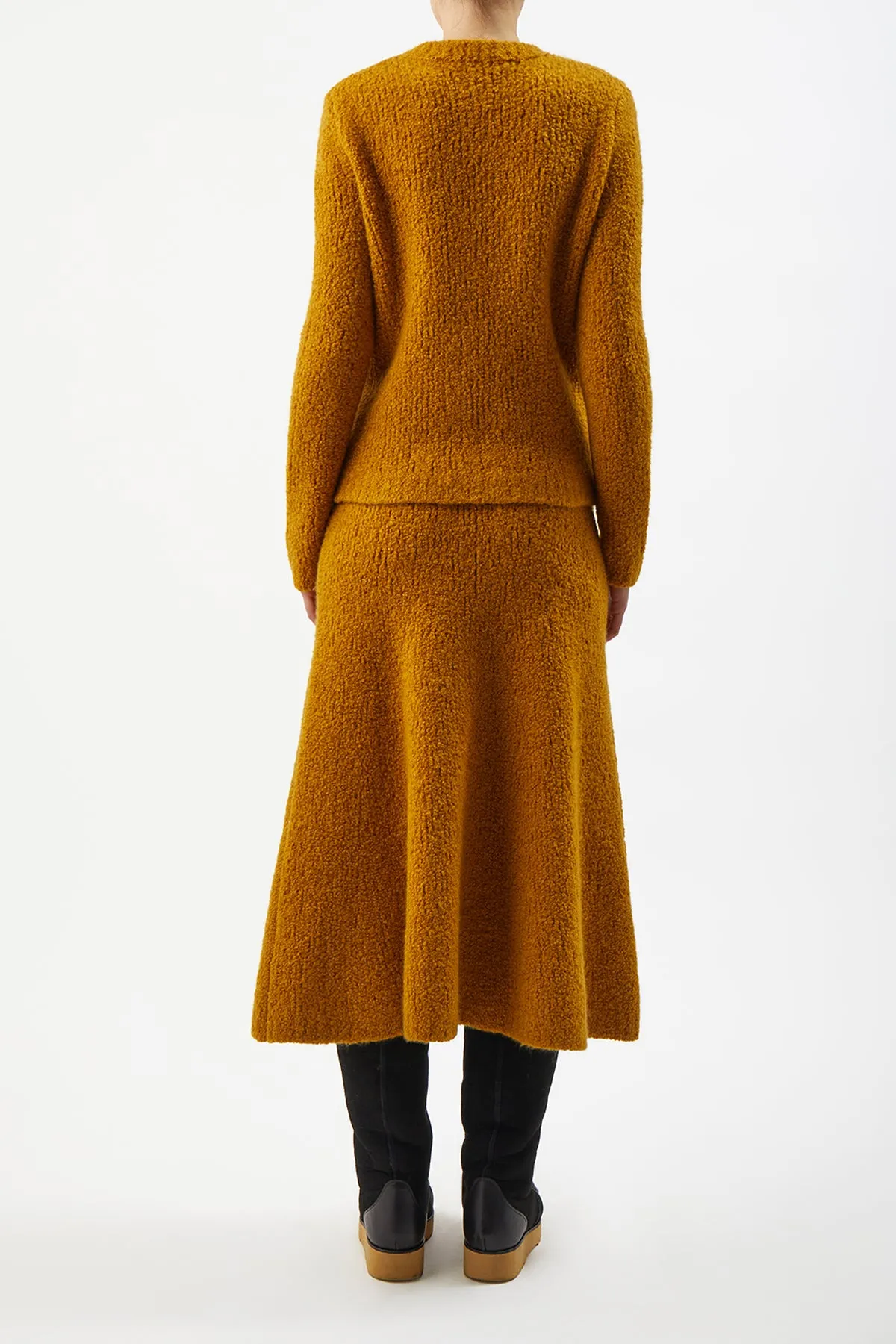 Pablo Knit Midi Skirt in Saffron Cashmere Silk Boucle