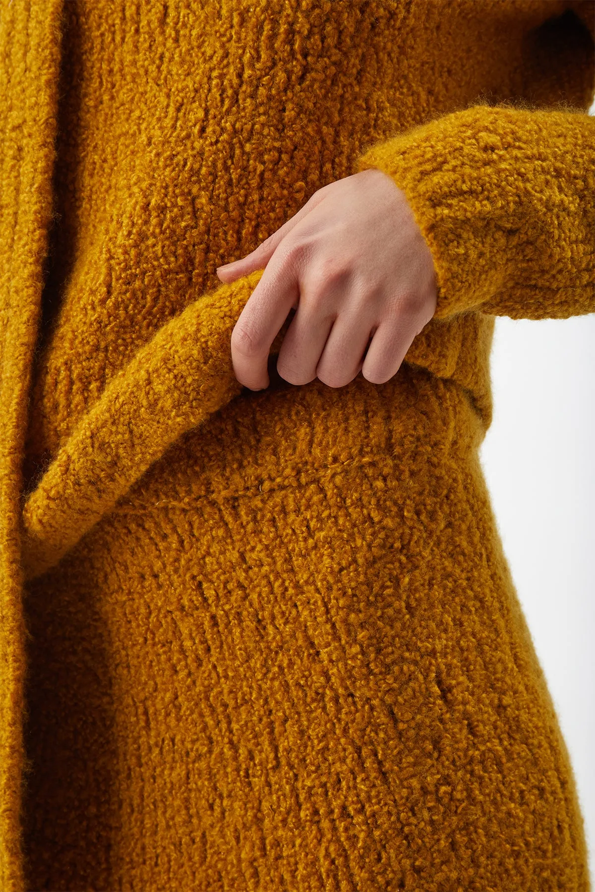 Pablo Knit Midi Skirt in Saffron Cashmere Silk Boucle