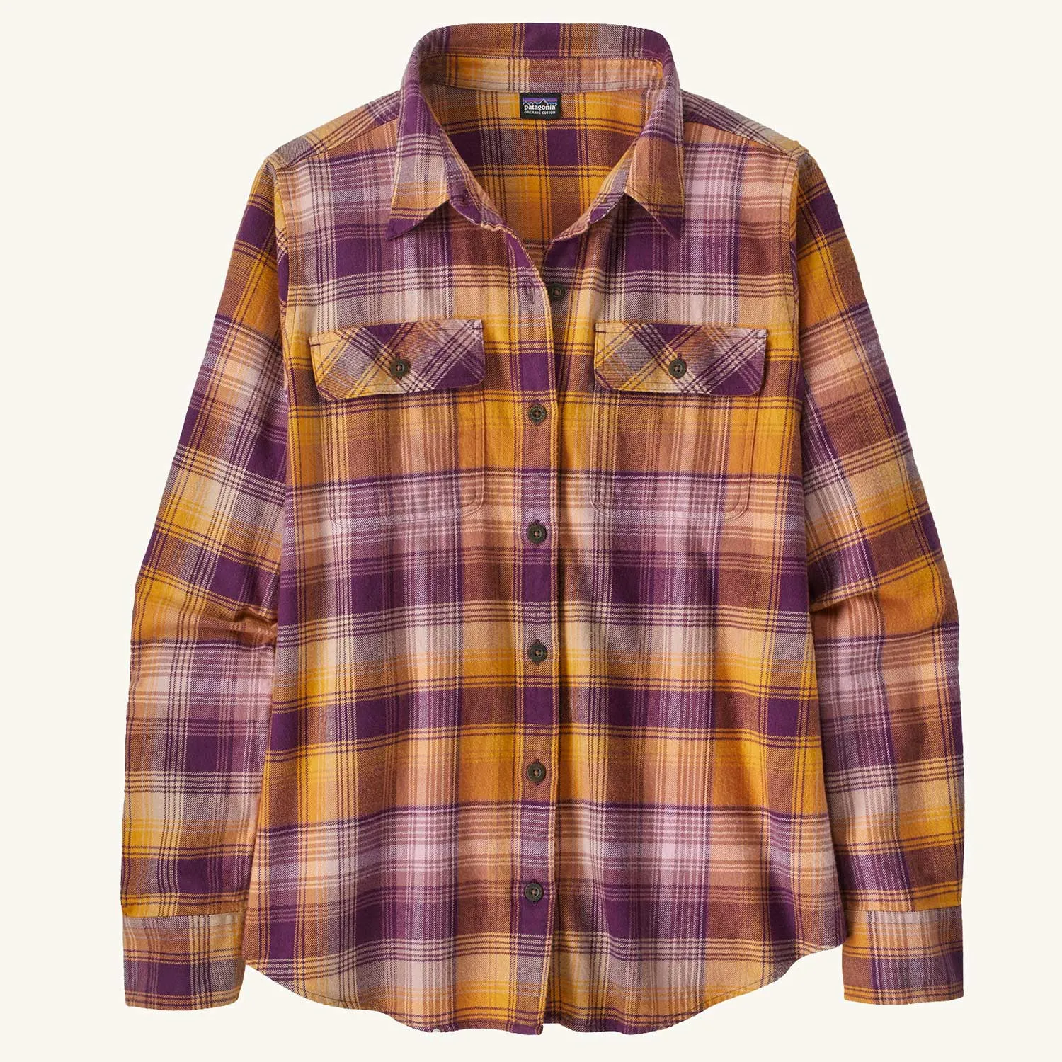 Patagonia Women's Long Sleeved Midweight Fjord Flannel Shirt - Sun Rays / Night Plum