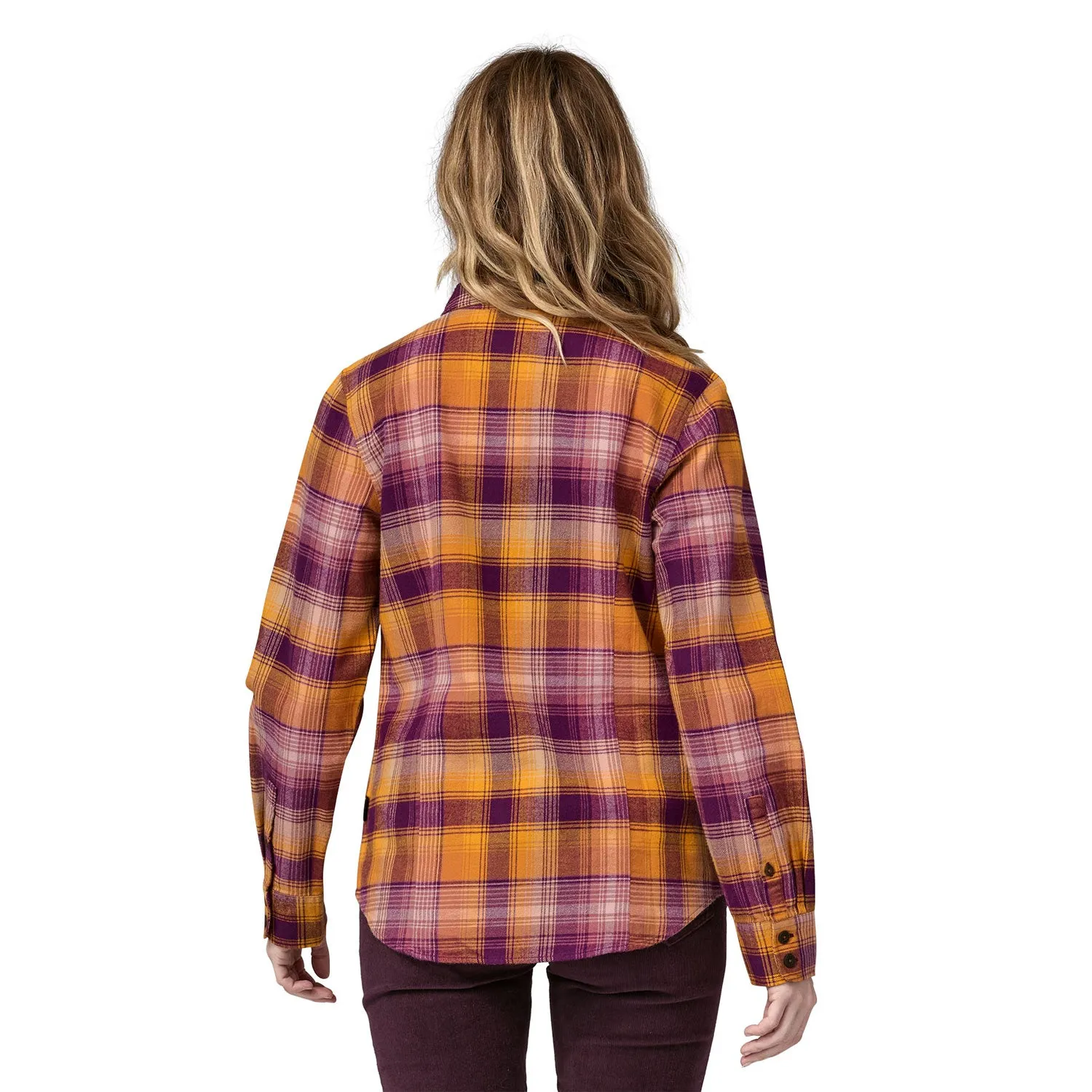 Patagonia Women's Long Sleeved Midweight Fjord Flannel Shirt - Sun Rays / Night Plum