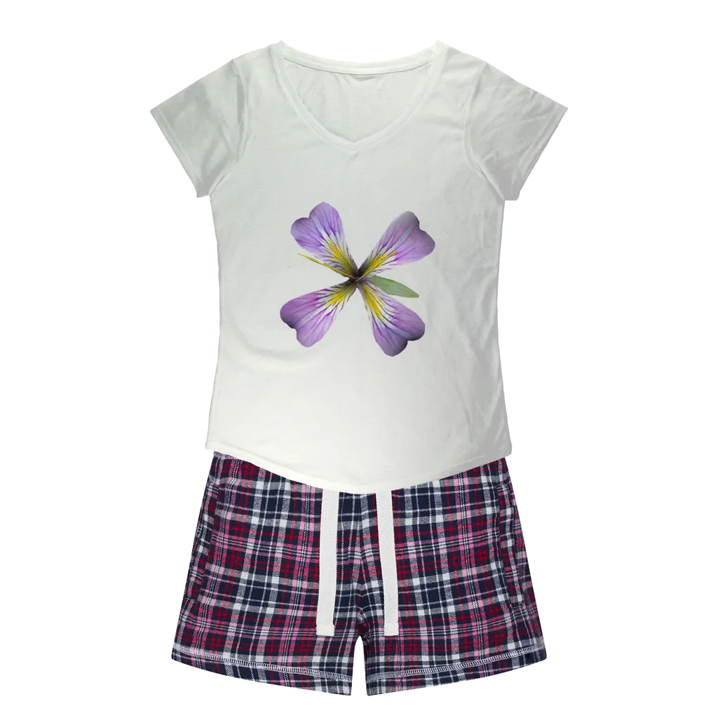 PurpleFlower3 Women's Sleepy Tee and Flannel Short