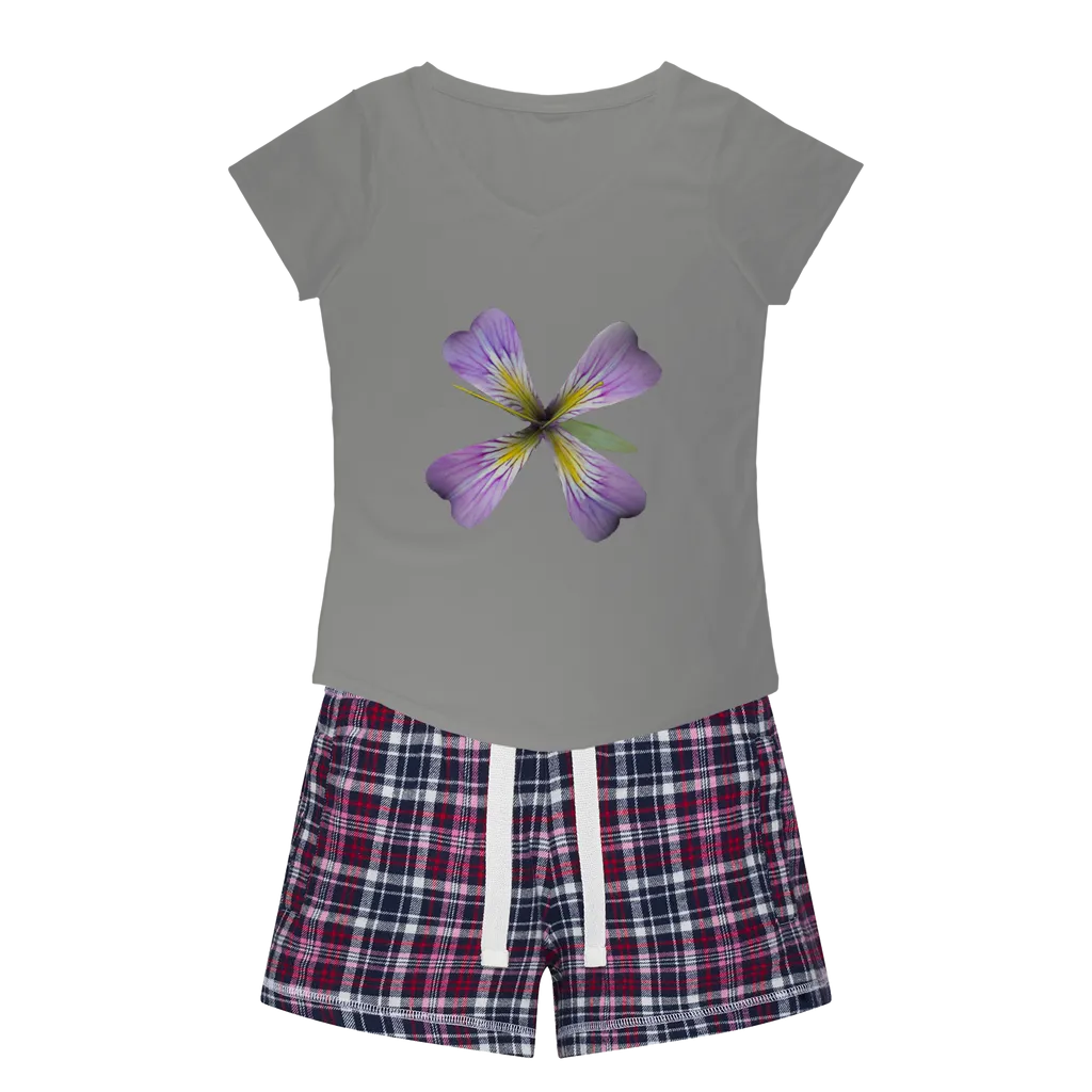 PurpleFlower3 Women's Sleepy Tee and Flannel Short