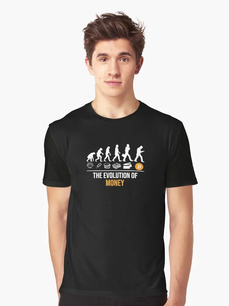 "Bitcoin: The Evolution of Money" Cryptocurrency Graphic T-Shirt