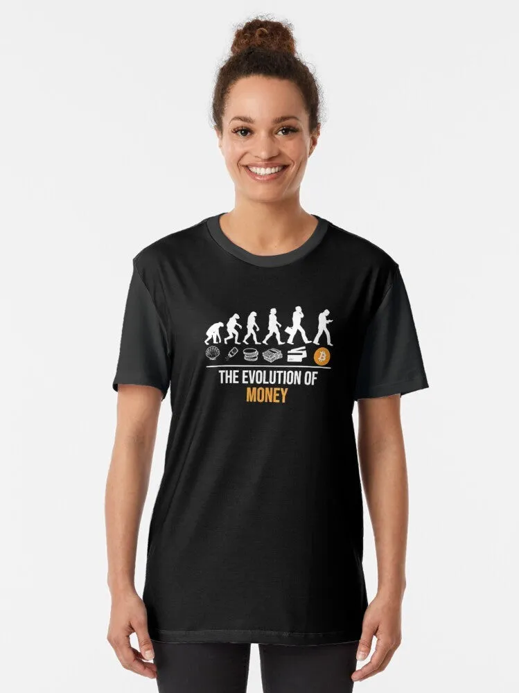 "Bitcoin: The Evolution of Money" Cryptocurrency Graphic T-Shirt