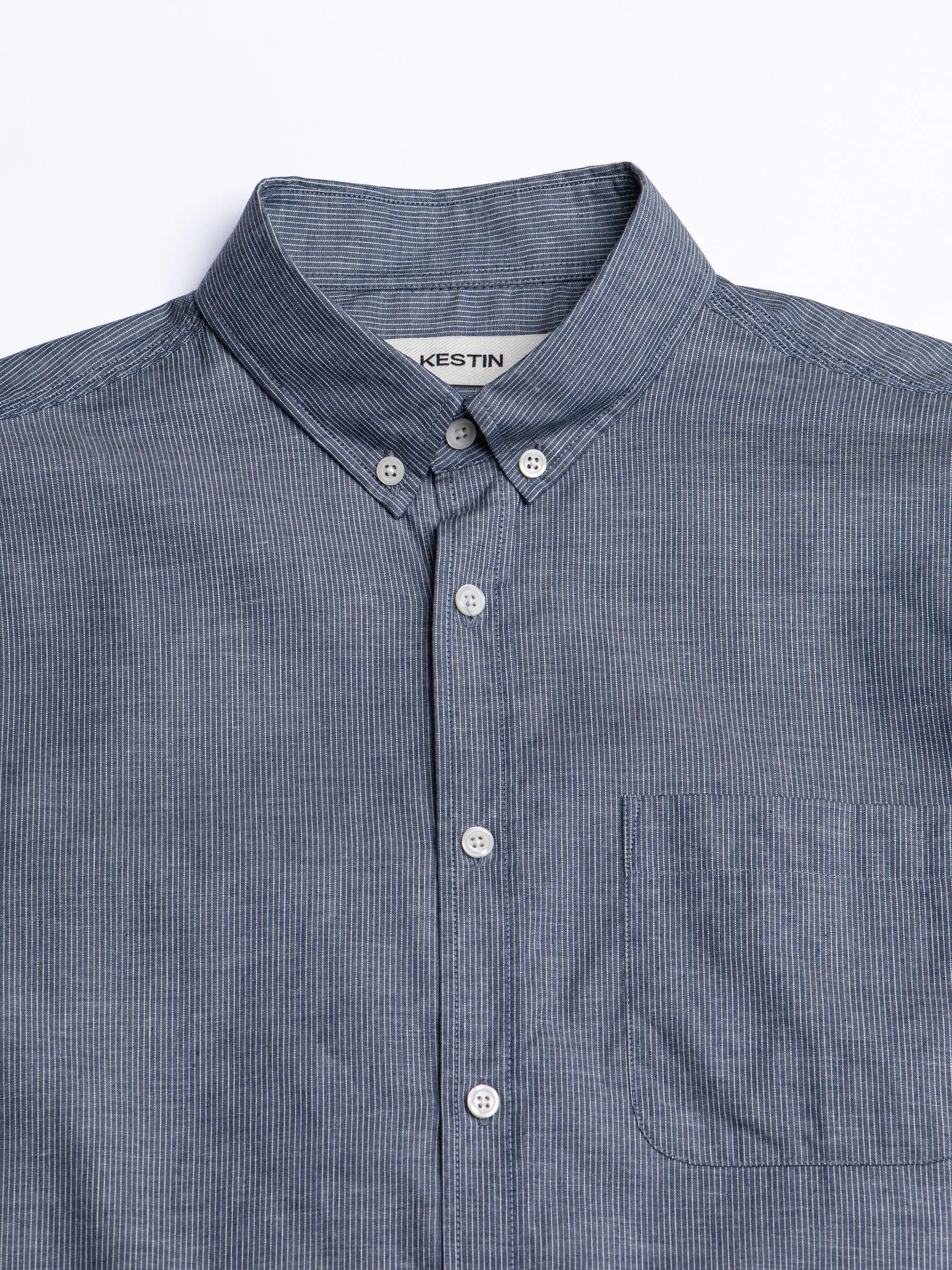 Raeburn Button Down Shirt in Chambray / White Stripe