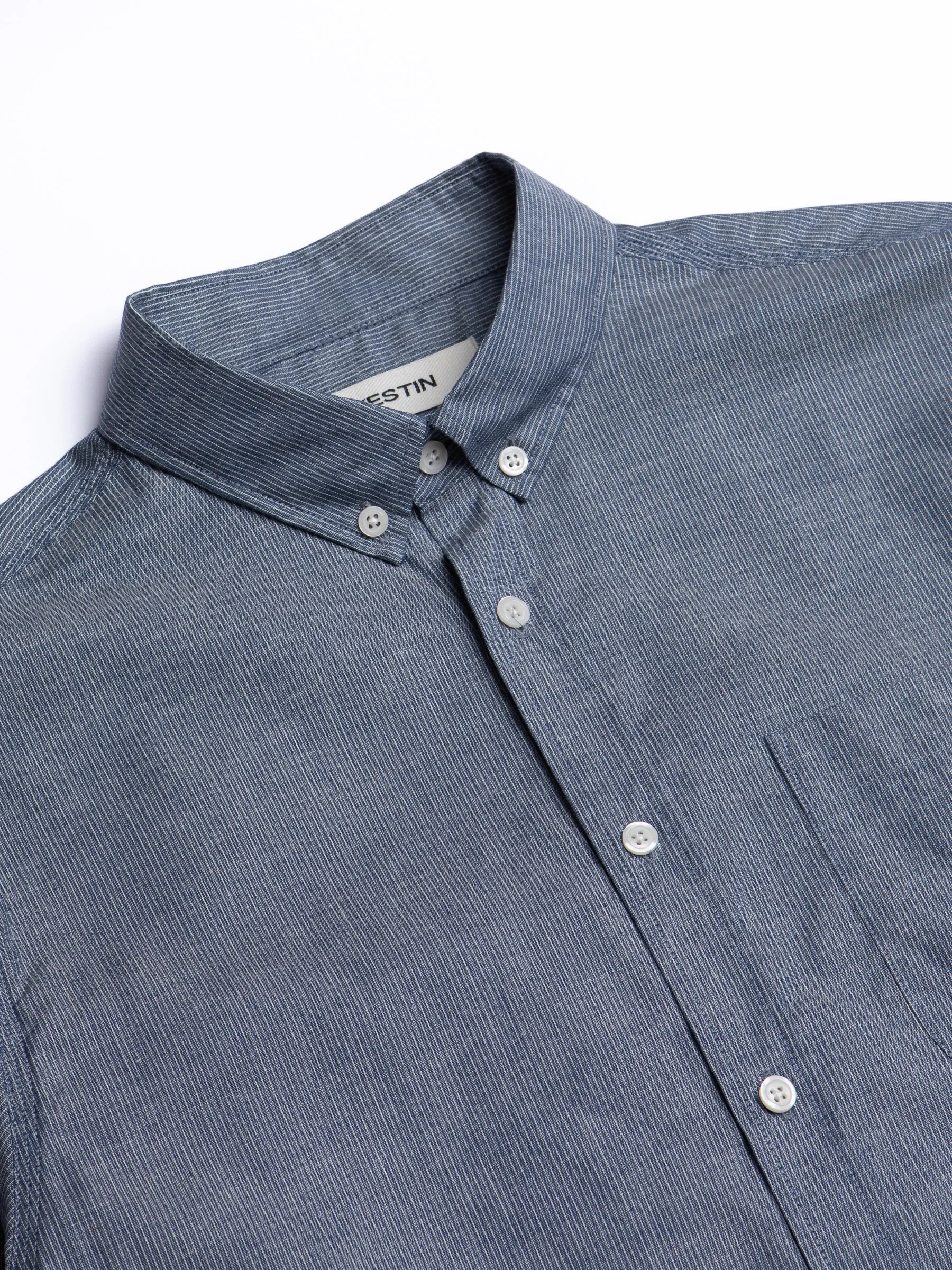 Raeburn Button Down Shirt in Chambray / White Stripe