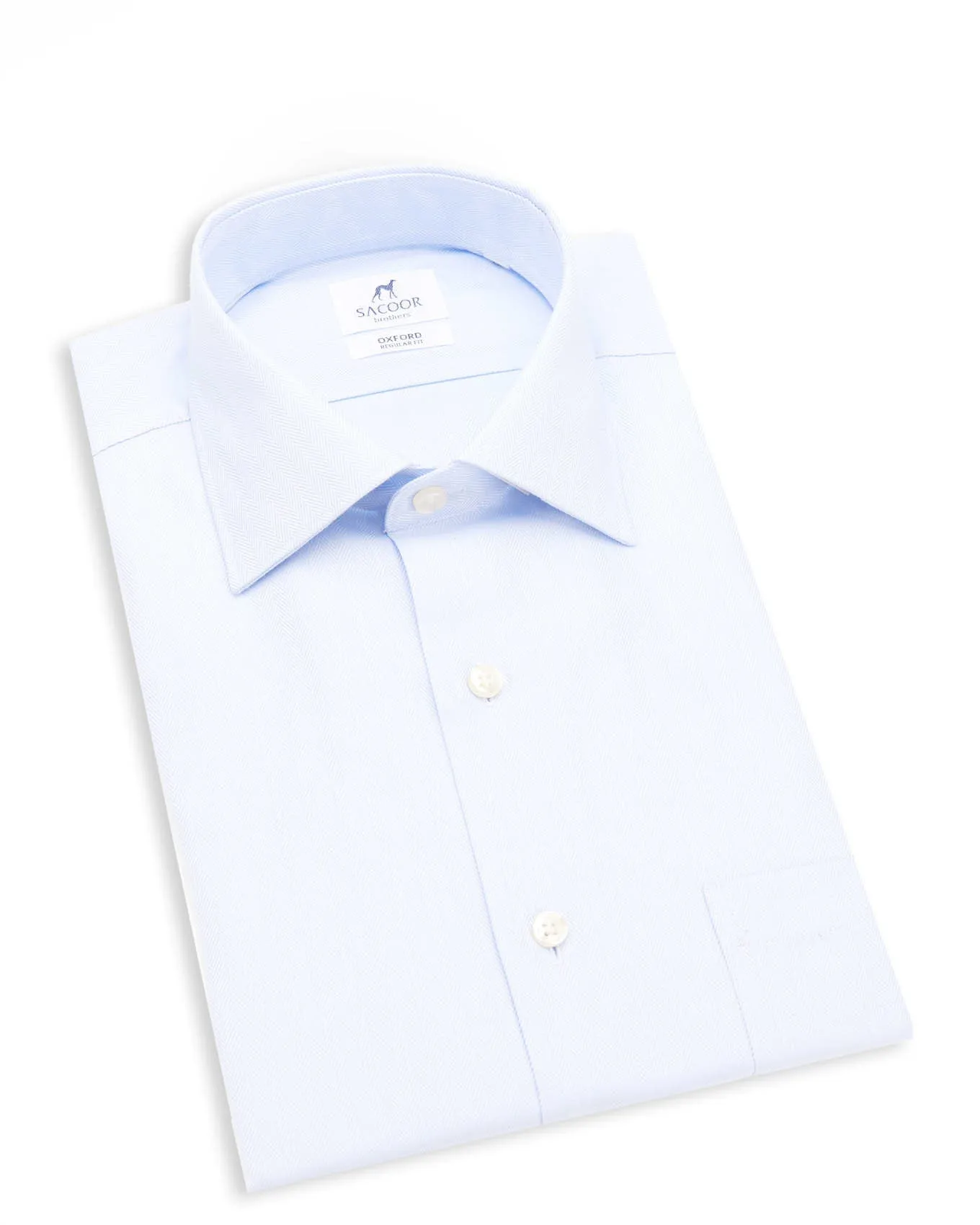 Regular fit herringbone cotton formal shirt