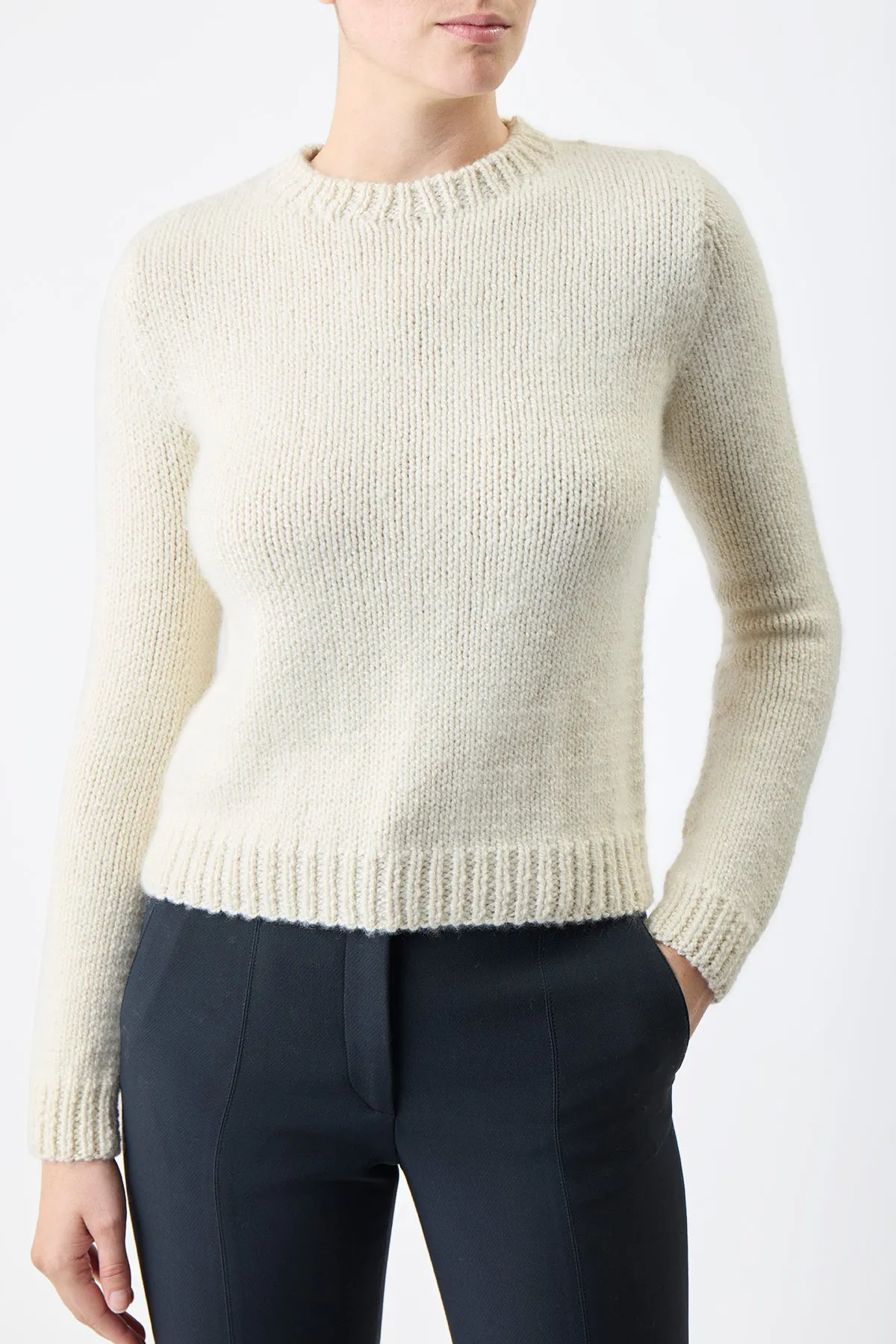 Rhun Knit Sweater in Ivory Cashmere