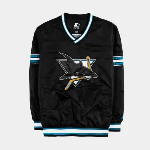 San Jose Sharks Renegade Nylon Pullover Windbreaker Mens Jacket (Black)