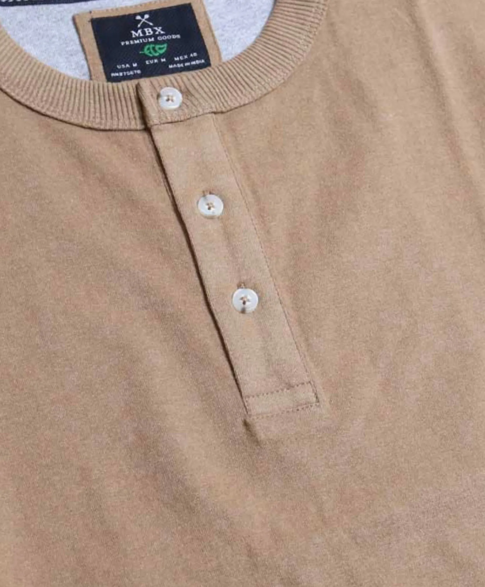 Short Sleeve Henley T-Shirt - Sand