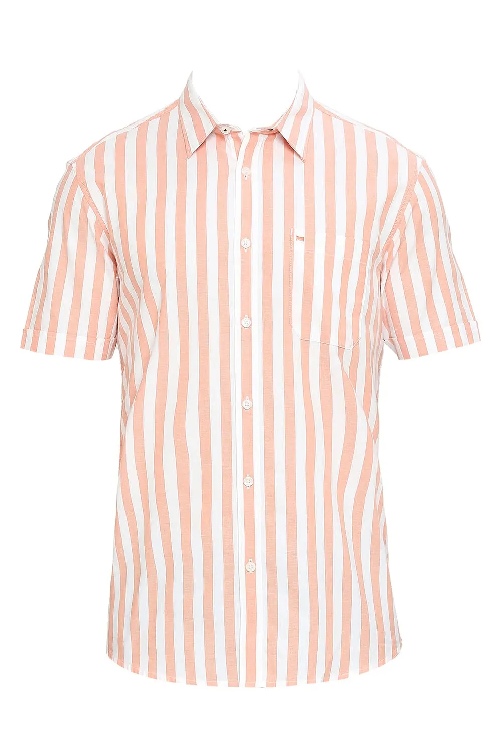 Slim Fit Cotton Oxford Stripes Halfsleeves Shirt