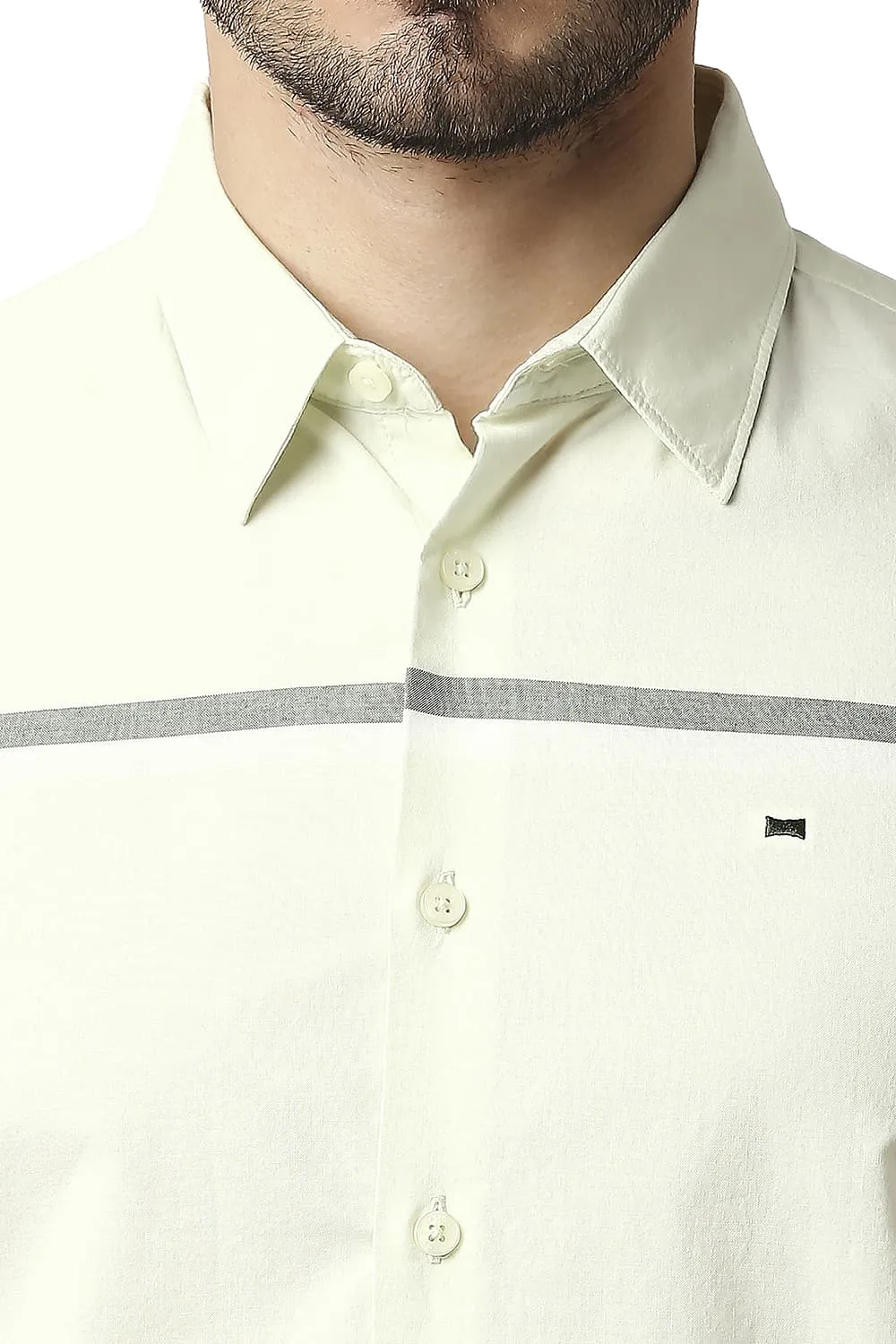 Slim Fit Oxford Engineering Weft Stripe Halfsleeves Shirt