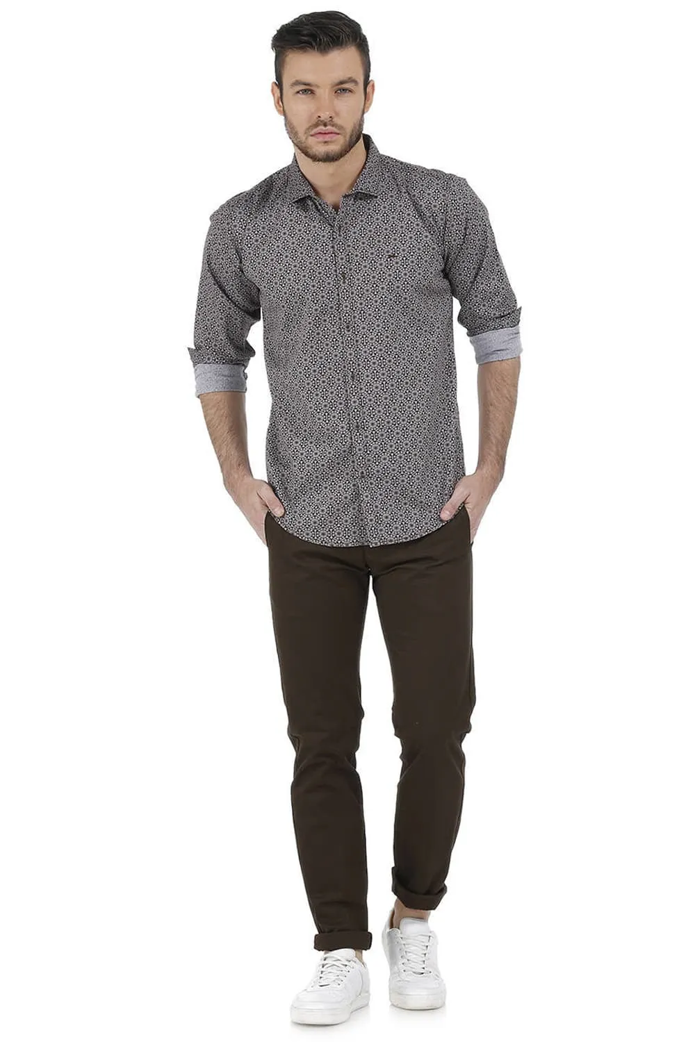 Slim Fit Oxford Printed Shirt