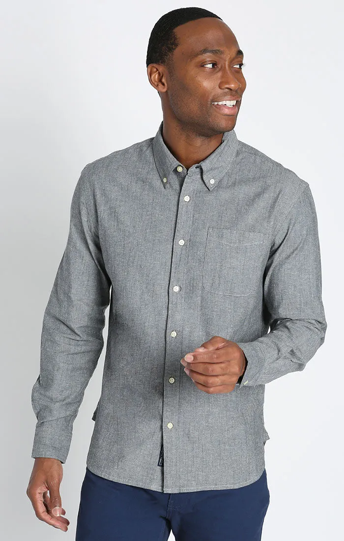 Stretch Chambray One Pocket Long Sleeve Shirt