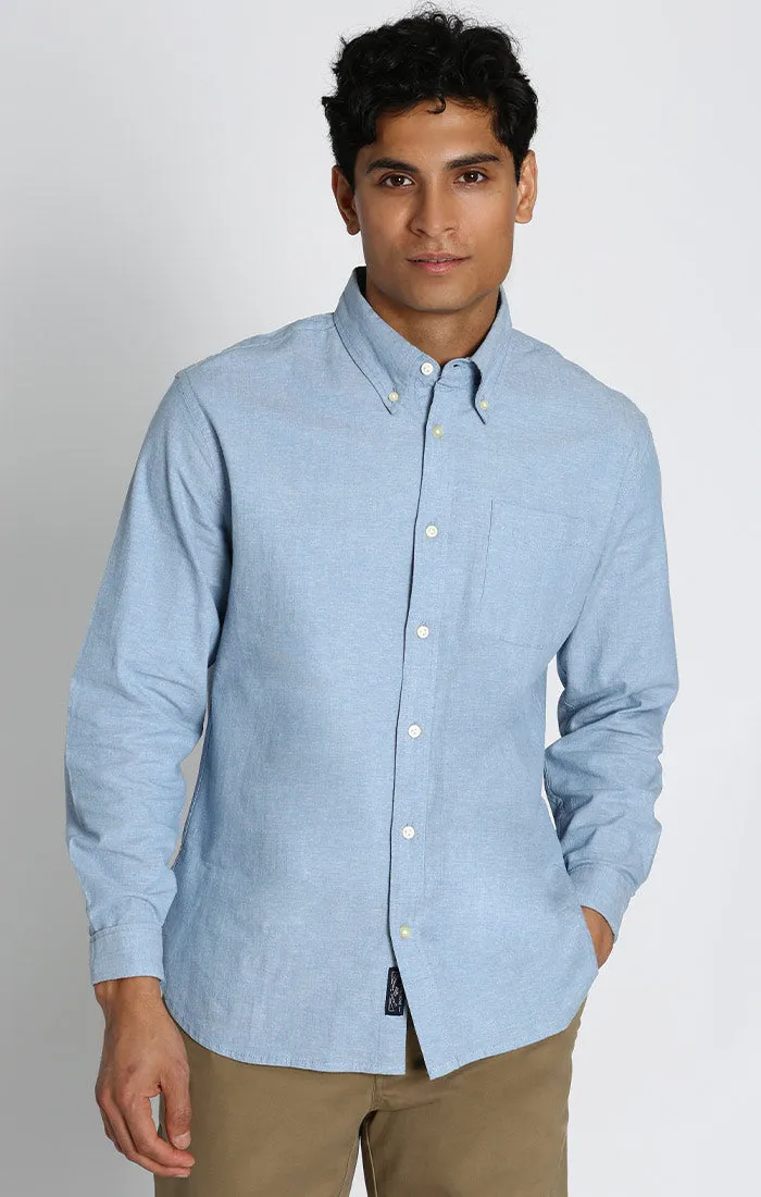 Stretch Chambray One Pocket Long Sleeve Shirt