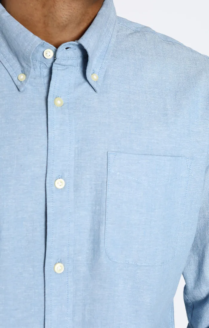 Stretch Chambray One Pocket Long Sleeve Shirt