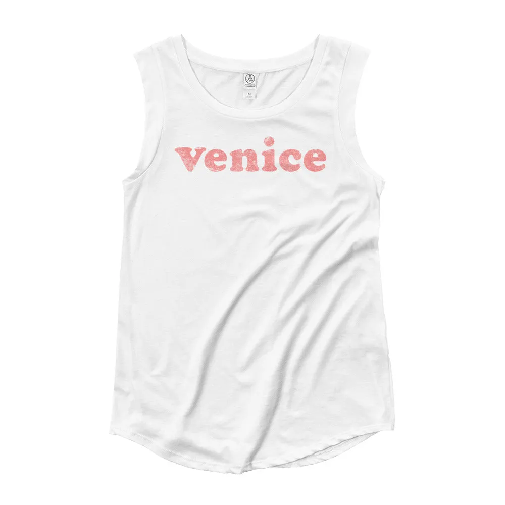 Venice Print Pink Cap Sleeve T-Shirt