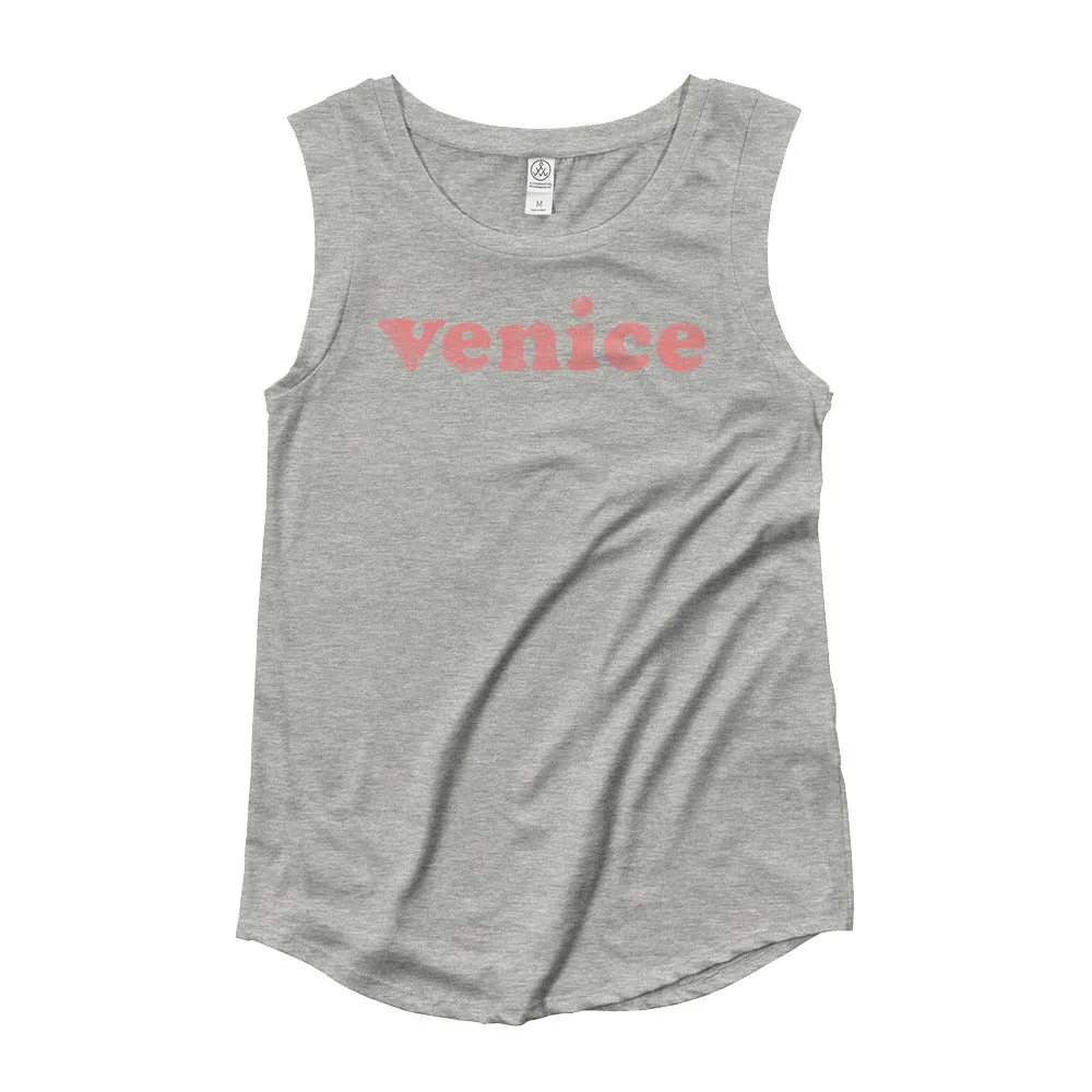 Venice Print Pink Cap Sleeve T-Shirt