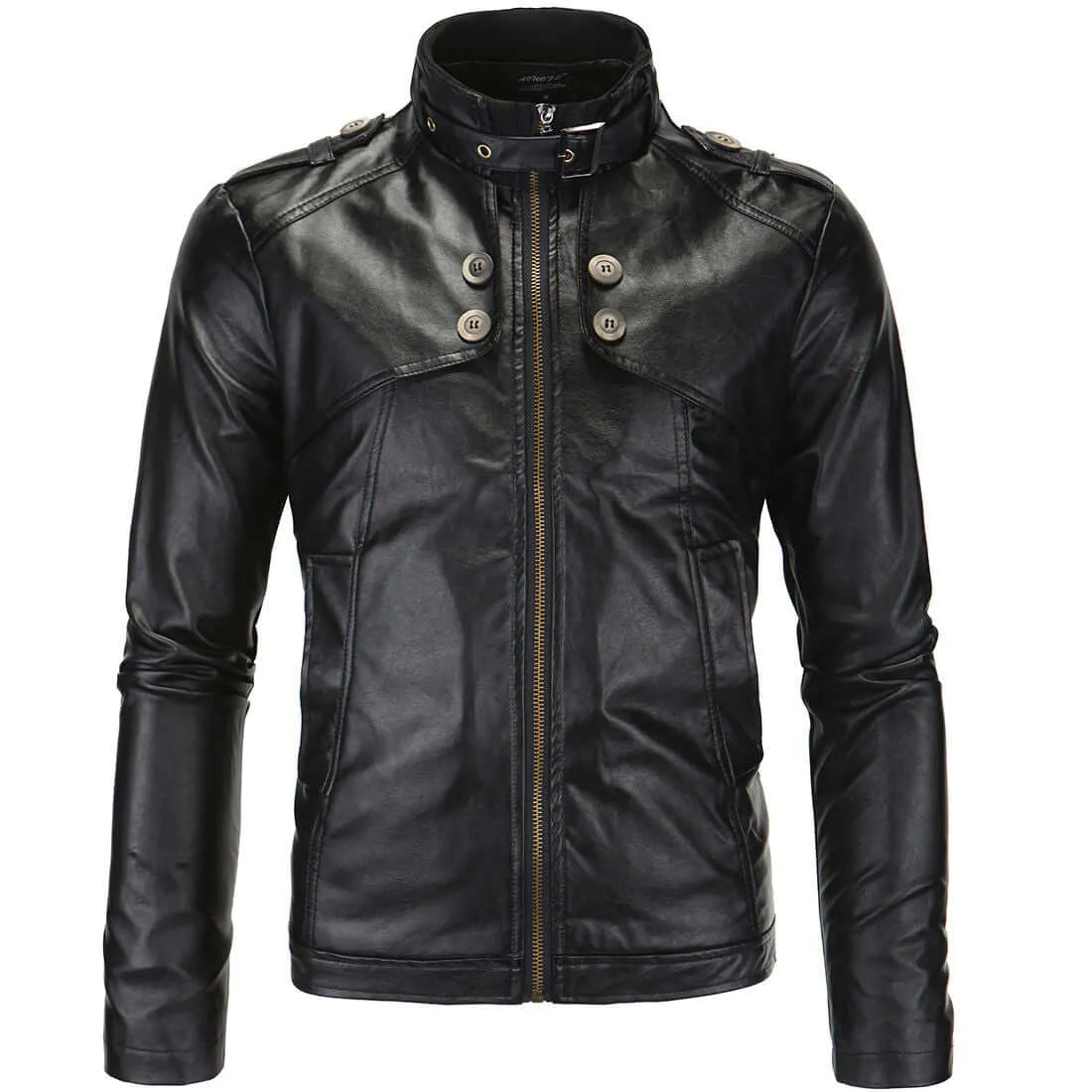 Winter Mens Zip Original Soft Leather Jacket Coat Slim Fit Outwear Tops Fashion