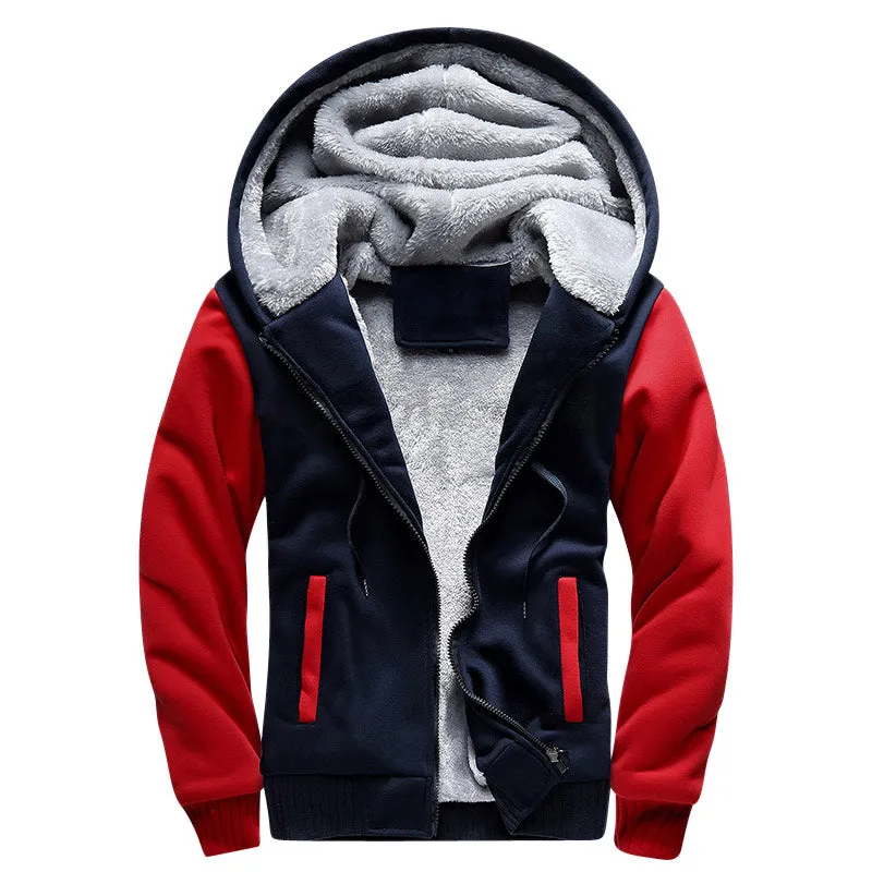 Winter Thick Warm Hooded Bomber Fleece Zipper Jacket Coat