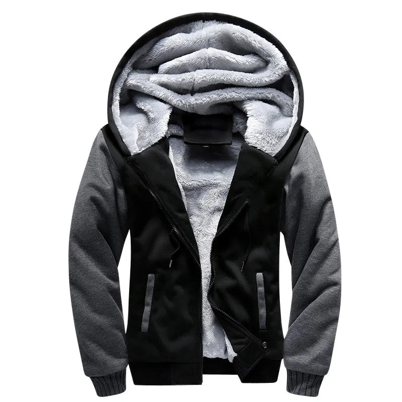 Winter Thick Warm Hooded Bomber Fleece Zipper Jacket Coat