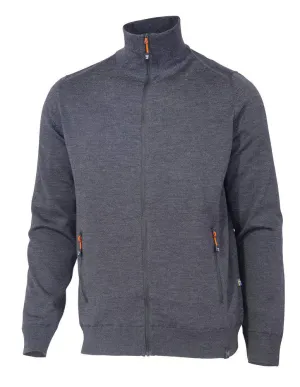 YORK FULL ZIP WINDBREAKER, 100% EXTRA FINE MERINOULL  — GRAPHITE MARL